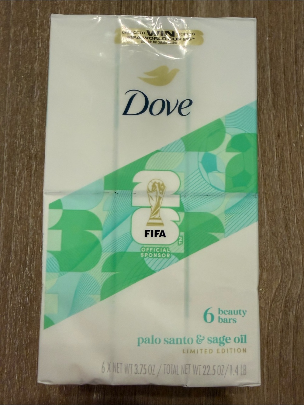 Dove Limited Edition FIFA Bar Soap Palo Santo & Sage Hydrated & Soft Skin, 6pk